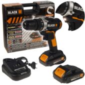 Kép 2/6 - Black Tools akkus fúró csavarozó 20V, 2db Li-ion akkumulátorral