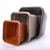 Kép 2/2 - Top szögletes virágcserép szürkésbarna, 19 cm