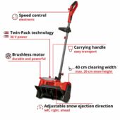 Kép 3/13 - Einhell GE-ST 36/40 Li E-Solo akkus hómaró 18V (akku és töltő nélkül), PXC