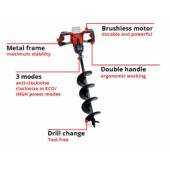 Kép 13/16 - Einhell GP-EA 18/150 Li BL-Solo akkus talajfúró 150mm, 18V (akku és töltő nélkül)