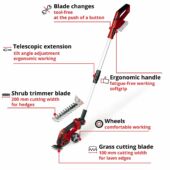Kép 11/13 - Einhell GE-CG 18/100 Li T-Solo fű- és sövénynyíró, 18V (akku és töltő nélkül)