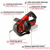 Kép 9/9 - Einhell TE-DA 18/760 Li Solo akkus csőtisztítógép, 18V (akku és töltő nélkül)
