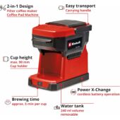 Kép 4/10 - Einhell TE-CF 18 Li-Solo akkus kávéfőző, 18V (akku és töltő nélkül)