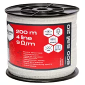 Kép 1/4 - Farmsystem ECO SAIL 20 villanypásztor szalag, fehér, 9  /m, 90kg, 200m, 20mm