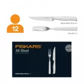 Kép 1/3 - Fiskars All Steel steak evőeszköz készlet, matt, 24db