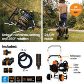 Kép 7/12 - Fiskars manuális tömlőkocsi XL, kerékkel, tartozékokkal, 20m 1/2&quot;-os tömlővel