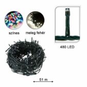 Kép 5/5 - 480 LED-es fényfüzér színes, 51 méter