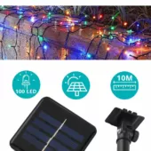 Kép 3/8 - 100 LED-es napelemes kerti fényfüzér, színes, 10 m
