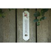 Kép 3/4 - Nature Kültéri virágmintás fém hőmérő, 30 x 6,5 x 0,3 cm, fehér