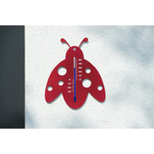 Kép 3/4 - Nature Katica formájú kültéri műanyag hőmérő, 15 x 12 x 0,3 cm, piros