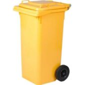 Kép 1/2 - Sárga kerekes szemetes szelektív kuka 120 liter
