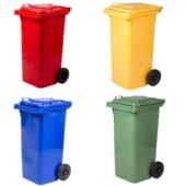 Kép 2/2 - Zöld kerekes szemetes szelektív kuka 120 liter