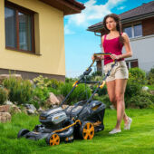Kép 2/2 - Riwall PRO RALM 4640 SPi - Akkumulátoros önjáró fűnyíró szénkefe nélküli motorral 4 az 1-ben, 40 V