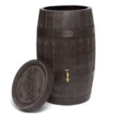 Kép 1/9 - Esővízgyűjtő &quot;Barrique&quot; 250 L sötétbarna, kis hordó csap nélkül