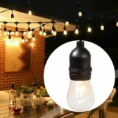 Kép 1/5 - Vízálló dekor égősor, 15 db E27 LED lámpával, 14,6 m, melegfehér