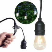 Kép 2/5 - Vízálló dekor égősor, 15 db E27 LED lámpával, 14,6 m, melegfehér