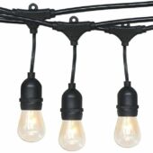 Kép 4/5 - Vízálló dekor égősor, 15 db E27 LED lámpával, 14,6 m, melegfehér