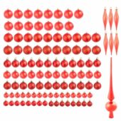 Kép 2/3 - 112 részes karácsonyfadísz, piros
