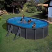 Kép 1/3 - PONTAQUA GRAPHITE 7,3 x 3,75 x 1,2 m ovális fémfalas medence