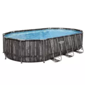 Kép 3/9 - Bestway Espiritu fa hatású ovális fémvázas medence szett 610 x 366 x 122 cm