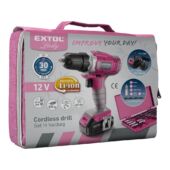 Kép 6/7 - Extol Lady akkus csavarozó (Pink) 12V + ajándék fúrókészlet