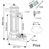 Kép 2/4 - PISA állókút Antikolt bronz