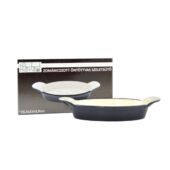 Kép 2/2 - Perfect Home Zománcozott öntöttvas ovális szeletsütő mini acélkék 15517 1