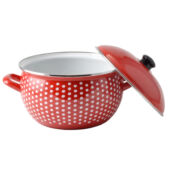 Kép 2/4 - Perfect Home Piros Pöttyös Zománcozott lábas 22cm+fedő 15613 2