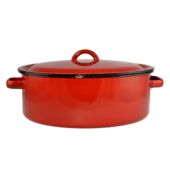 Kép 3/4 - Zománcozott lábas fedővel piros-cirmos 34 cm 53071 3