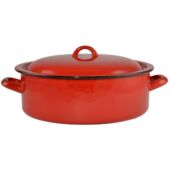 Kép 3/4 - Zománcozott lábas fedővel piros-cirmos 30 cm 53072 3