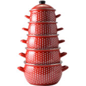 Kép 2/4 - Perfect Home Piros Pöttyös Zománcozott lábas 16cm+fedő 72080 2