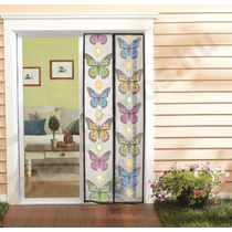 Szúnyogháló ajtóra 100 x 200 cm, 2-részes mágneses záródással, fehér alapon pillangókkal