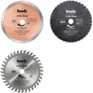 Einhell Mini körfűrészlap szett, 89mm, 1 gyémántkorong, 1 HSS, 1 HM fűrészlap