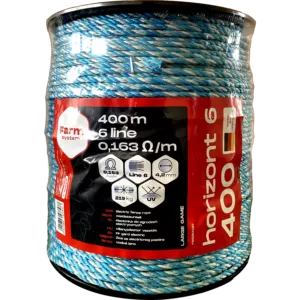 Farmsystem Horizon 6 villanypásztor vezeték, 400m, 4,2mm, 0,163ohm/m, 219 kg, kék-fehér