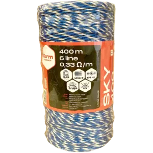 Farmsystem SKY 400 villanypásztor vezeték, 400m, 4mm, 0,33ohm/m, 175 kg, kék-fehér