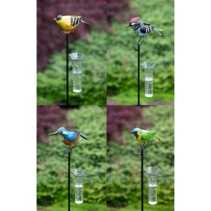 Dekoratív, földbe szúrható esőszintmérő madárkák (4 féle) 127 cm - 40 mm-ig (20 db/állvány)