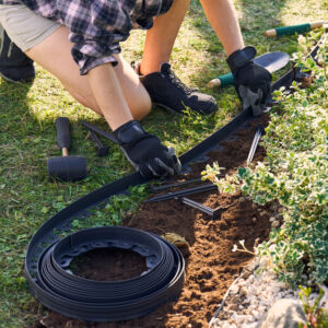 Nortene Flexible Edge rugalmas, műanyag gyepszegély szett, leszúró tüskével, 4 cm x 10 m