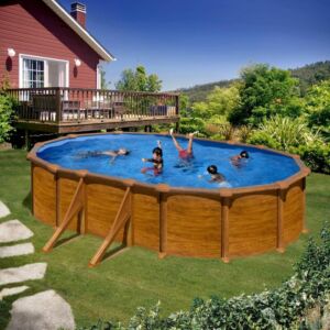 PONTAQUA WOOD STAR 6,1x3,75x1,32m ovális fémfalas medence PONTAQUA WOOD STAR 6,1x3,75x1,32m ovális fémfalas medence