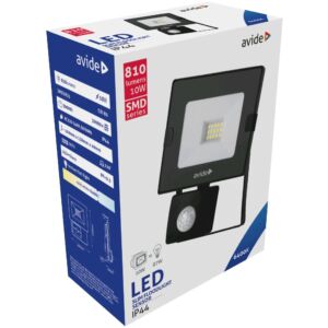 Avide LED Reflektor Slim SMD 10W CW 6400K Mozgásérzékelős PIR
