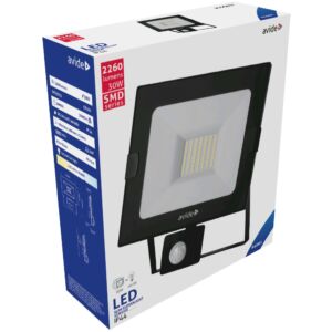 Avide LED Reflektor Slim SMD 30W CW 6400K Mozgásérzékelős PIR