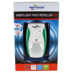 Weitech ultrahangos kártevő riasztó 90 m2/hálózatról működik - kikapcsolható éjszakai jelzőfénnyel