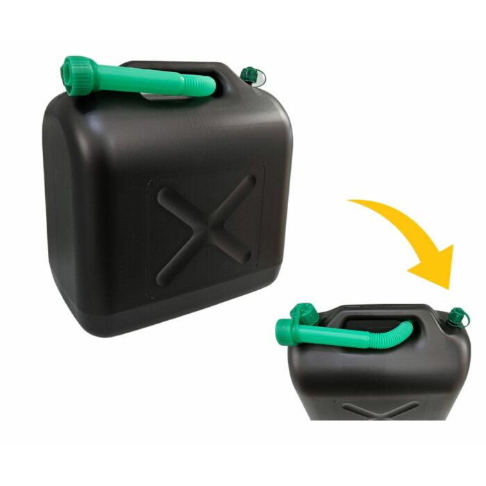 Üzemanyag kanna műanyag töltőcsővel, 20 liter