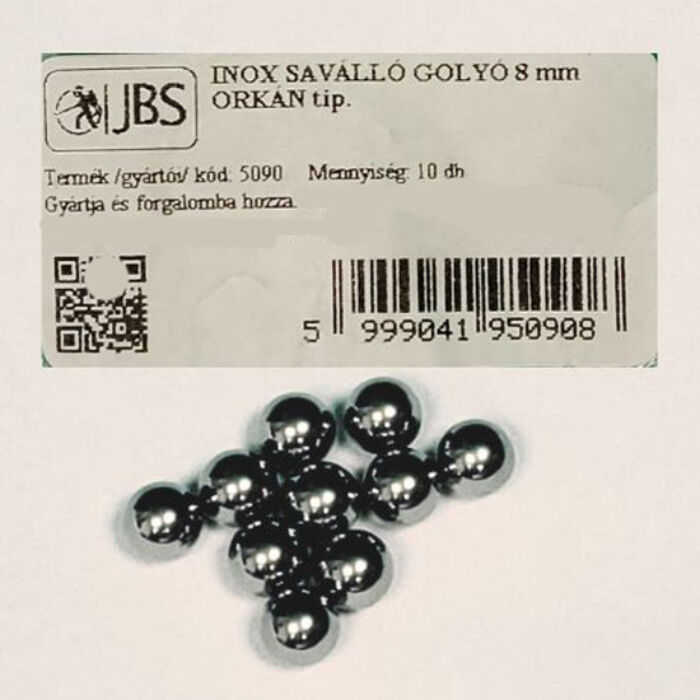 Inox golyó 8 mm Orkán tip. (10 db -os)