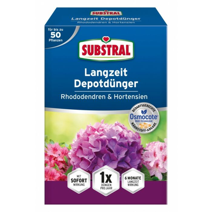 Substral  Osmocote  Hosszú hatástartamú trágya rhododendron, hortenzia és erikafélék számára  1,5kg