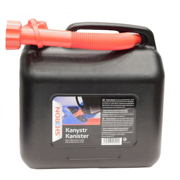 Üzemanyag kanna műanyag töltőcsővel, 10 liter