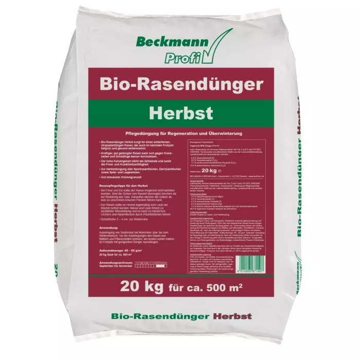 Beckmann őszi/téli felkészítő szerves biogyeptrágya 6+2+12 + 50 % szerves anyag tartalom, 20kg 