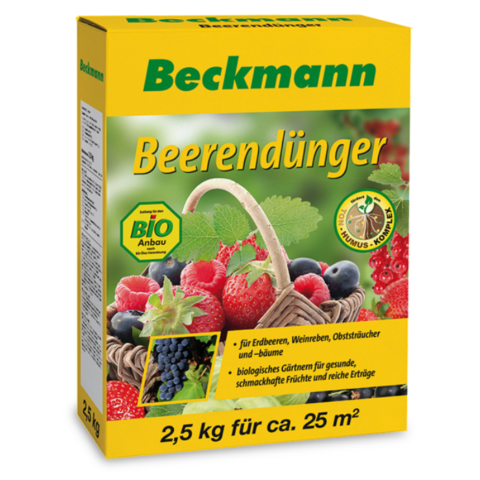 Beckmann szerves-ásványi növénytáp eperhez, szőlőhöz és gyümölcsökhöz 2,5 kg, 25m2