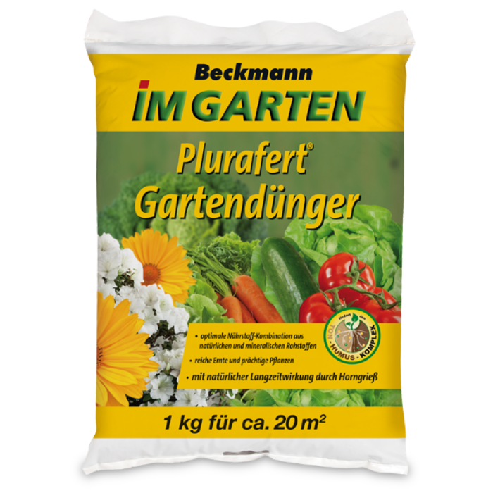 Beckmann Plurafert univerzális szerves-ásványi növénytáp kerti növényekhez 1 kg ~20m2