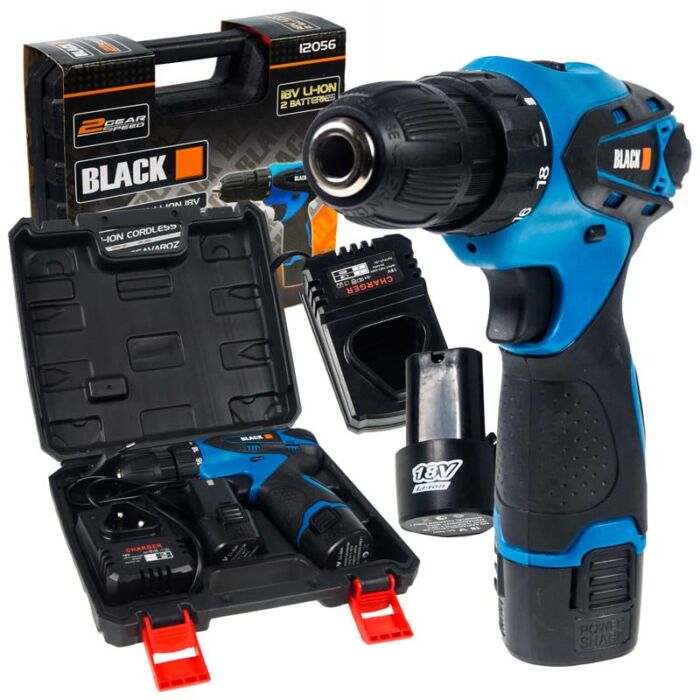 Black akkus fúró-csavarbehajtó, 18V, 2db akkuval