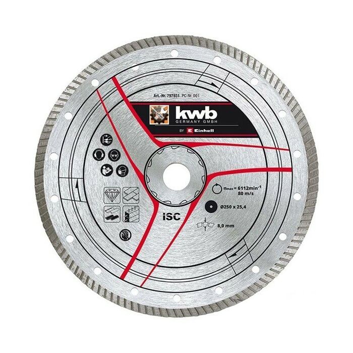 Einhell Gyémánt vágókorong 250x25,4 mm turbo